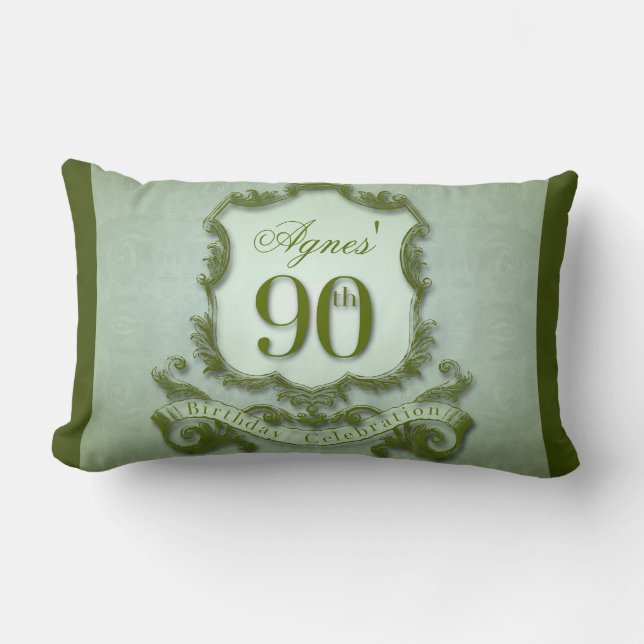 Green 90th Birthday Lumbar pillow message Back (Front)