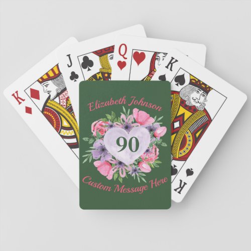 Green 90th Birthday Personalized Playing Cards