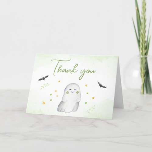 Green A Little Boo Baby Shower  Thank You Card