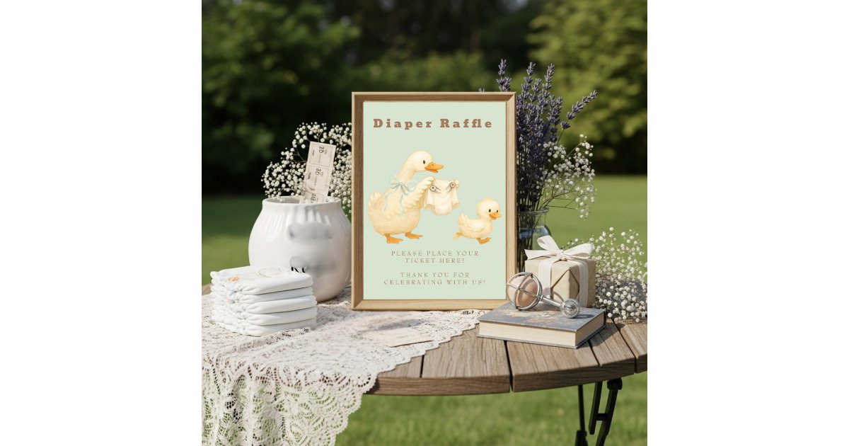 Green A Silly Goose Diaper Raffle Table Sign Invitation | Zazzle