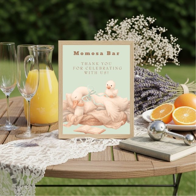 Green A Silly Goose "Momosa" Mimosa  Table Sign  Invitation (Green A Silly Goose "Momosa" Mimosa Table Sign)