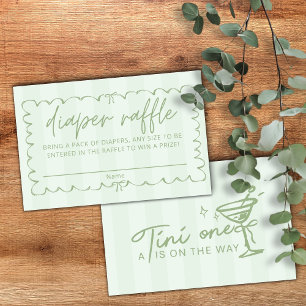 Green A Tini One Baby Shower Diaper Raffle Enclosure Card