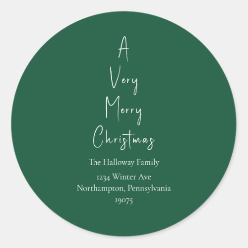 Green A Very Merry Christmas Tree Envelope Seals