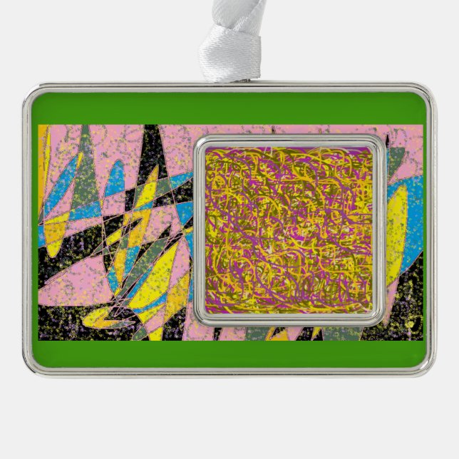 green abstract art 2 designs christmas ornament (Front)