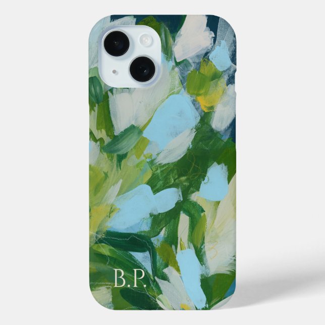 Green Abstract Art Monogram Custom Name Case-Mate iPhone Case (Back)
