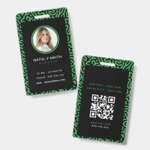green abstract art pattern business badge
