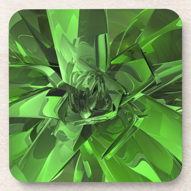 Green Abstract Beverage Coaster (Front)