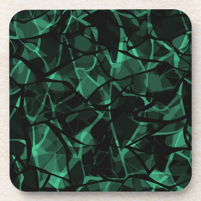 green abstract beverage coaster (Front)