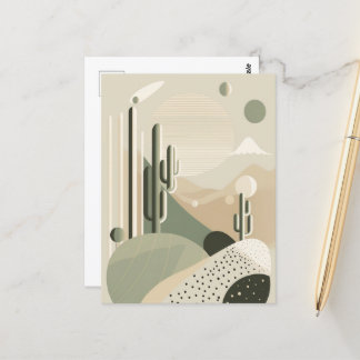 Green Abstract Boho desert landscape  Postcard