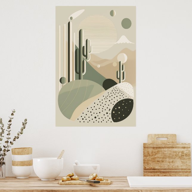 Green Abstract Boho desert landscape  Poster (Kitchen)