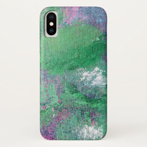 green abstract chalk splash iPhone x case