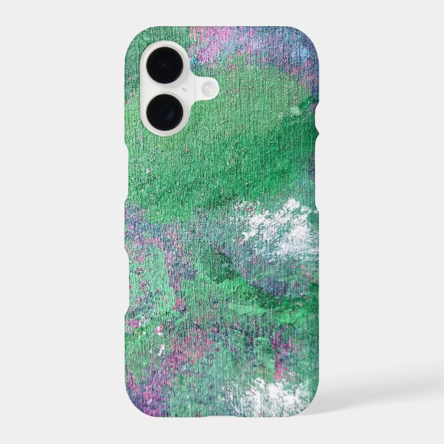 green abstract chalk splash iphone case (Back)