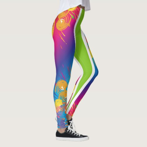 GreenAbstract Colorful Sporty Leggings