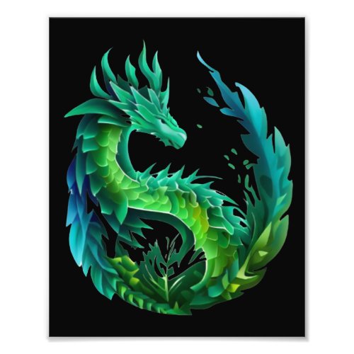 Green Abstract Dragon Nature Design Photo Print