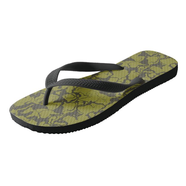 green abstract flip flops (Angled)