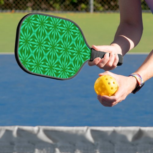 Green Abstract Floral Pattern Pickleball Paddle