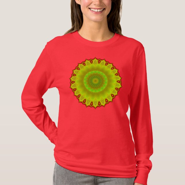 Green Abstract Flower T-Shirt (Front)