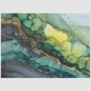 Green Abstract Fluid Art Tissue Paper