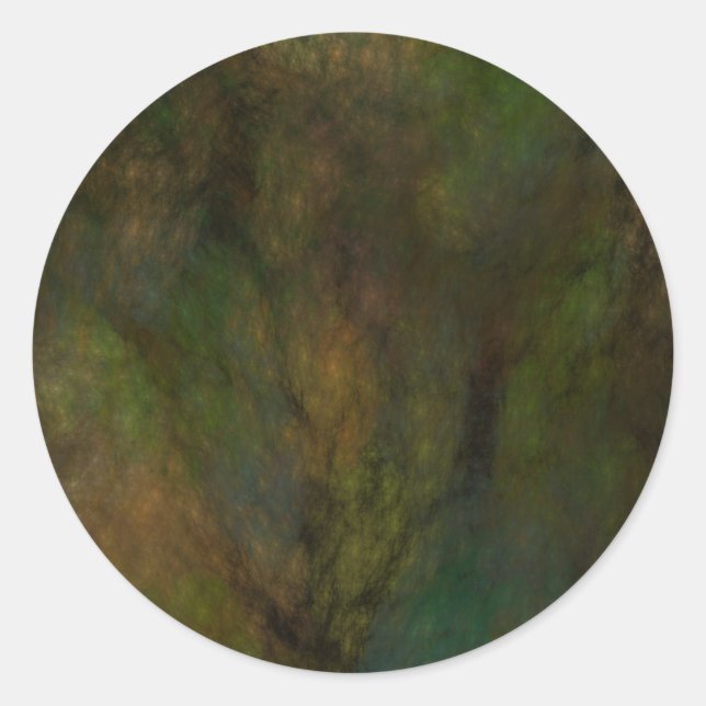 Green Abstract Fractal Round Sticker (Front)