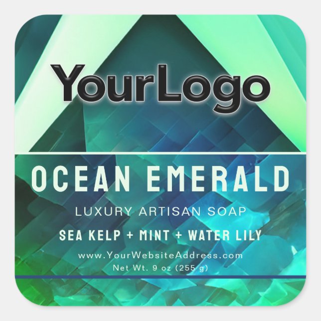 Green Abstract Geometric Branded Product Label (Front)