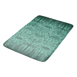 Green Abstract Island Tiki Pattern Bath Mat