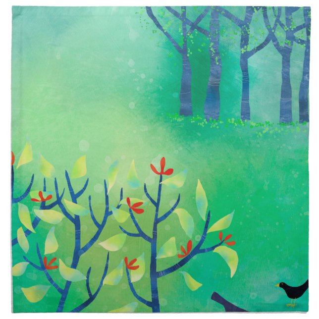 Green Abstract Landscape Cloth Napkin (Front)