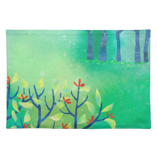 Green Abstract Landscape Cloth Placemat (Front)