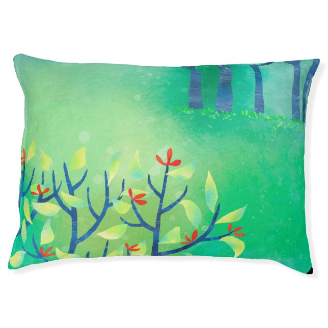 Green Abstract Landscape Pet Bed (Front)