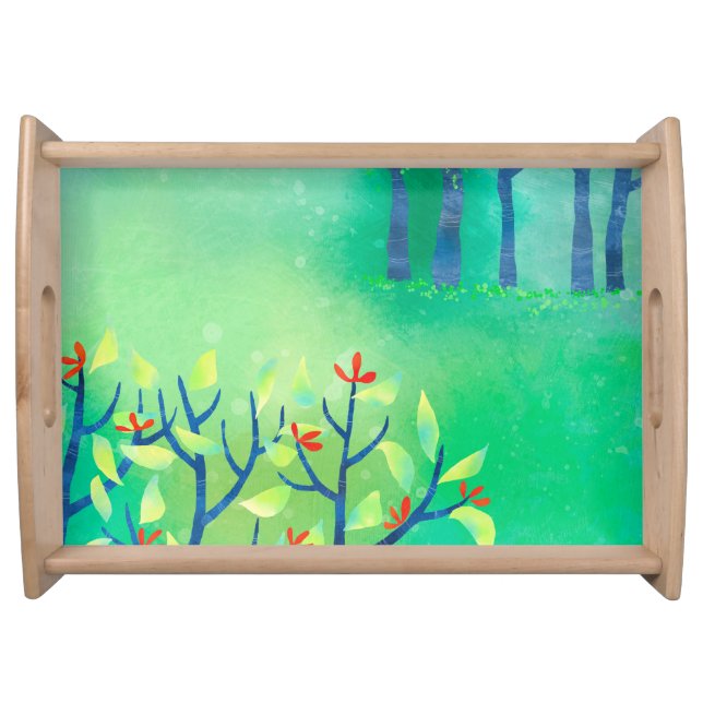 Green Abstract Landscape Serving Tray (Front)