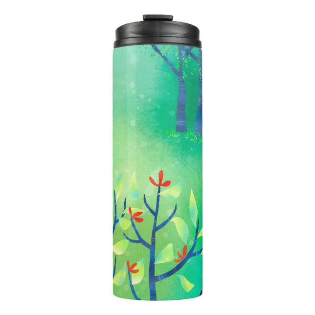 Green Abstract Landscape Thermal Tumbler (Front)