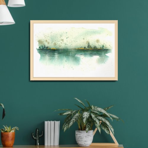 Green Abstract Landscape Watercolor Art Print