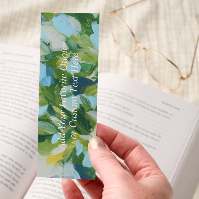 Green Abstract Nature Personalized Text Gift Bookmarks (Hand)