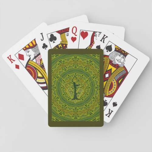 Green Abstract Old Withered Tree Poker Cards