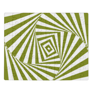 Green Abstract Optical Illusion Jigsaw Puzzle