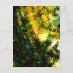 Green Abstract Painting Art Postcard