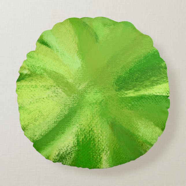 Green Abstract Painting Art Round Pillow (Front)