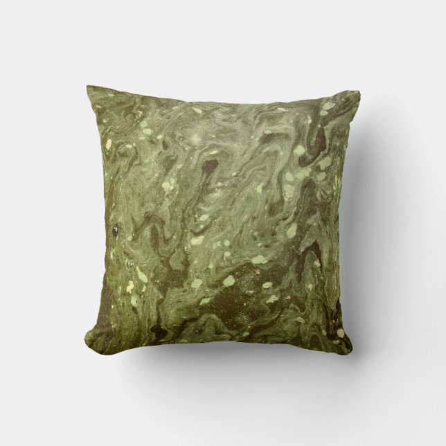 Green abstract painting throw pillow (Front)