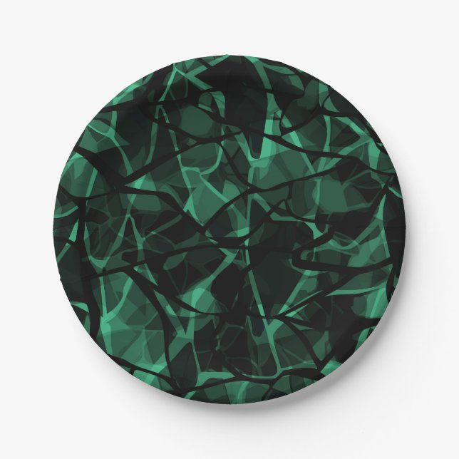 green abstract paper plates (Front)