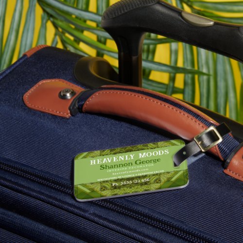 Green Abstract Patchwork with Logo Luggage Tag