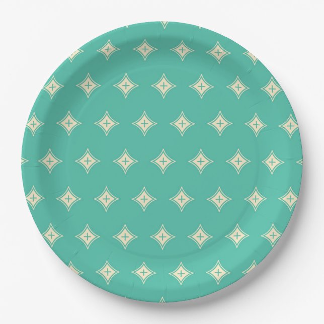 Green Abstract Pattern by storeman Paper Plates (Front)