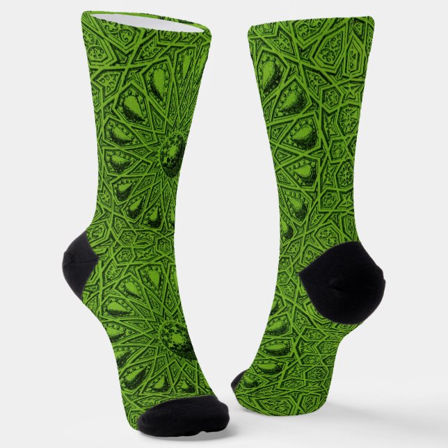 green abstract print socks (Angled)
