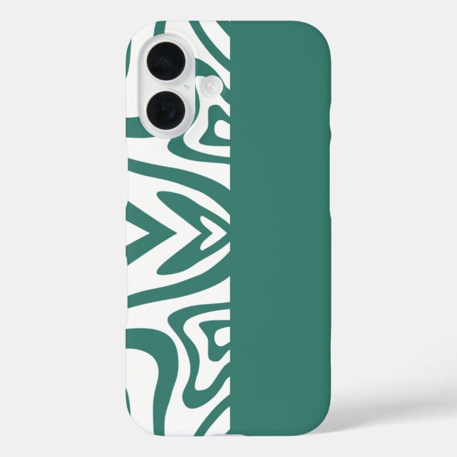 green abstract print  with solid green phone case (Back)