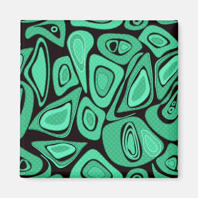 Green, abstract, retro magnet (Front)