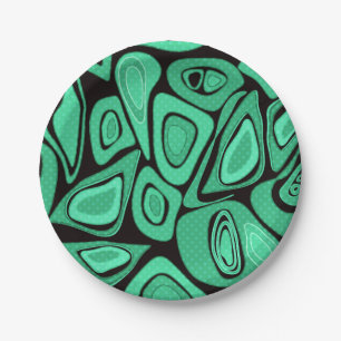 Green, abstract, retro paper plates