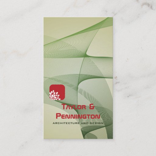 Customizable Green abstract ribbons architecture business card