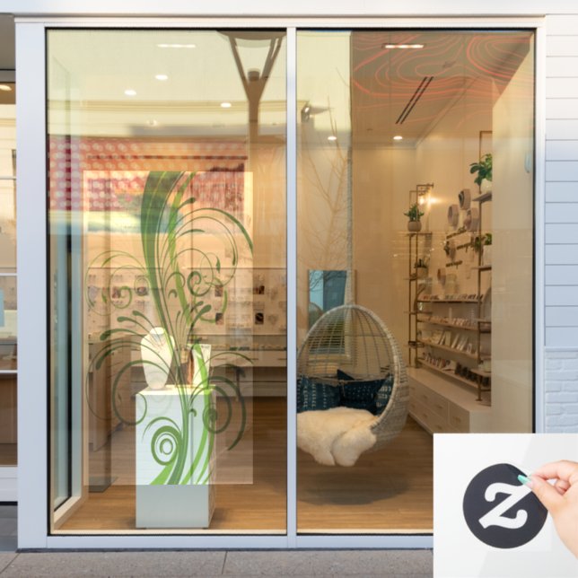 Green Abstract Sheer Window Cling for Natural Ligh (Store Window)