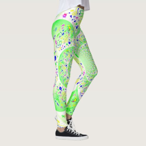 Green Abstract Spiral Leggings