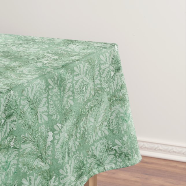 Green Abstract Squares Christmas Tablecloth (In Situ)