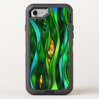 Green Abstract Stained Glass Style OtterBox Defender iPhone SE/8/7 Case