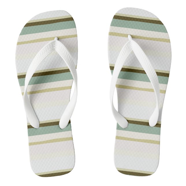 green Abstract Stripes Flip Flops (Footbed)